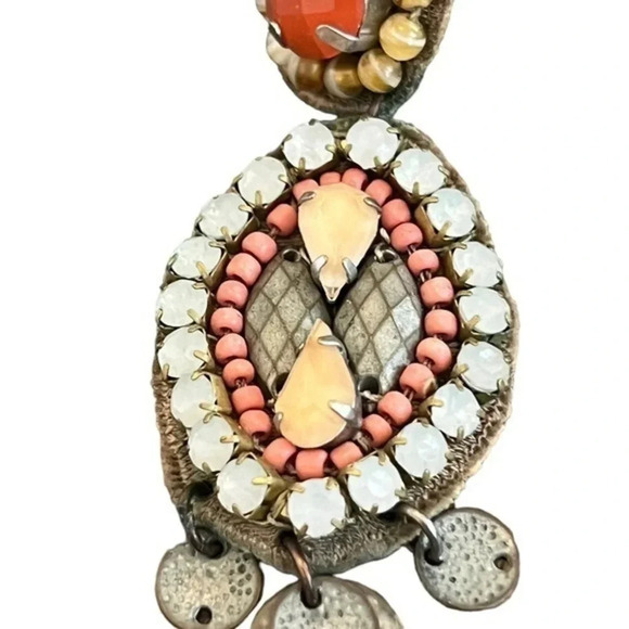 Vintage Key West Chandelier Lightweight Orange Gem Suede Back Earrings - Picture 3 of 3